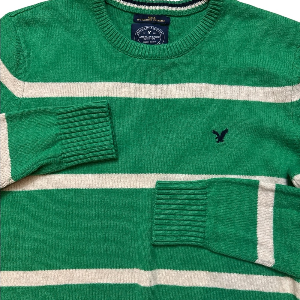 American Eagle Outfitters Men’s Sweater Size Large Wool‎ Blend Y2K Green & White